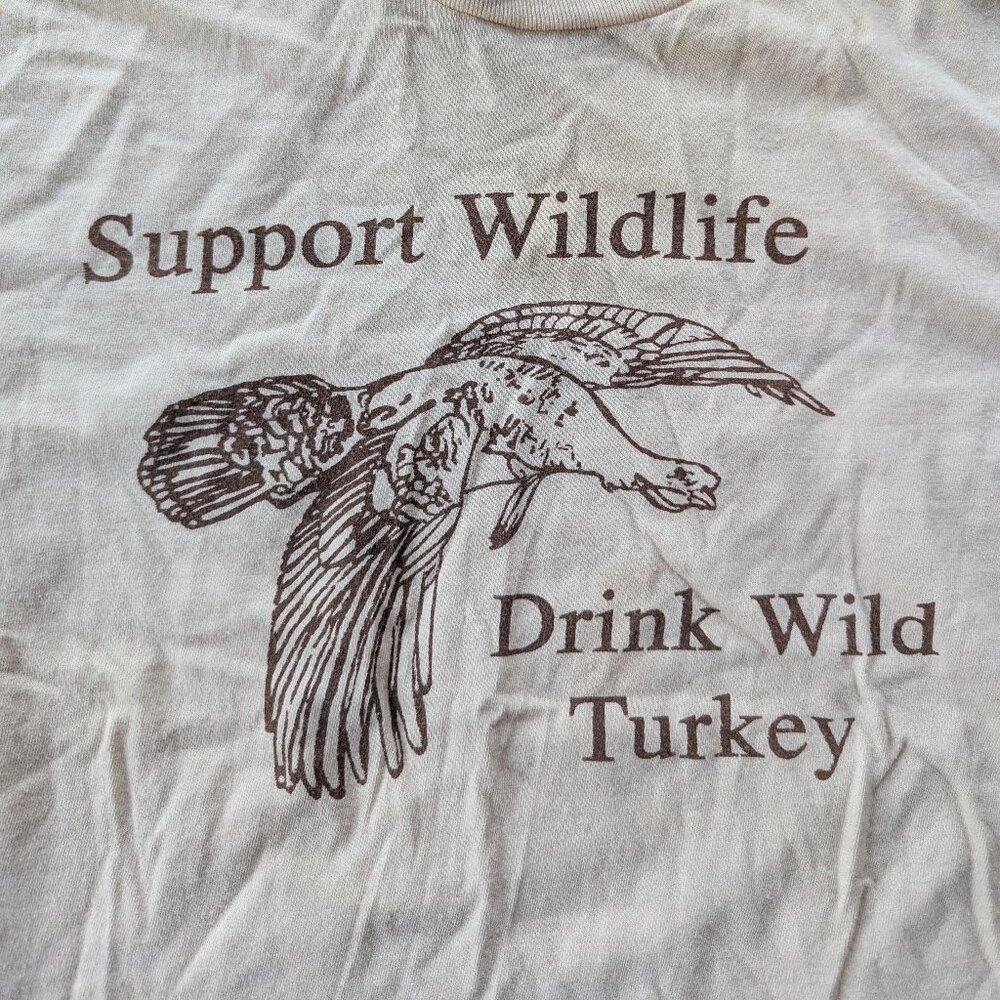 Vintage VTG 1970s Wild Turkey Promotional Cotton T-Shirt Small
